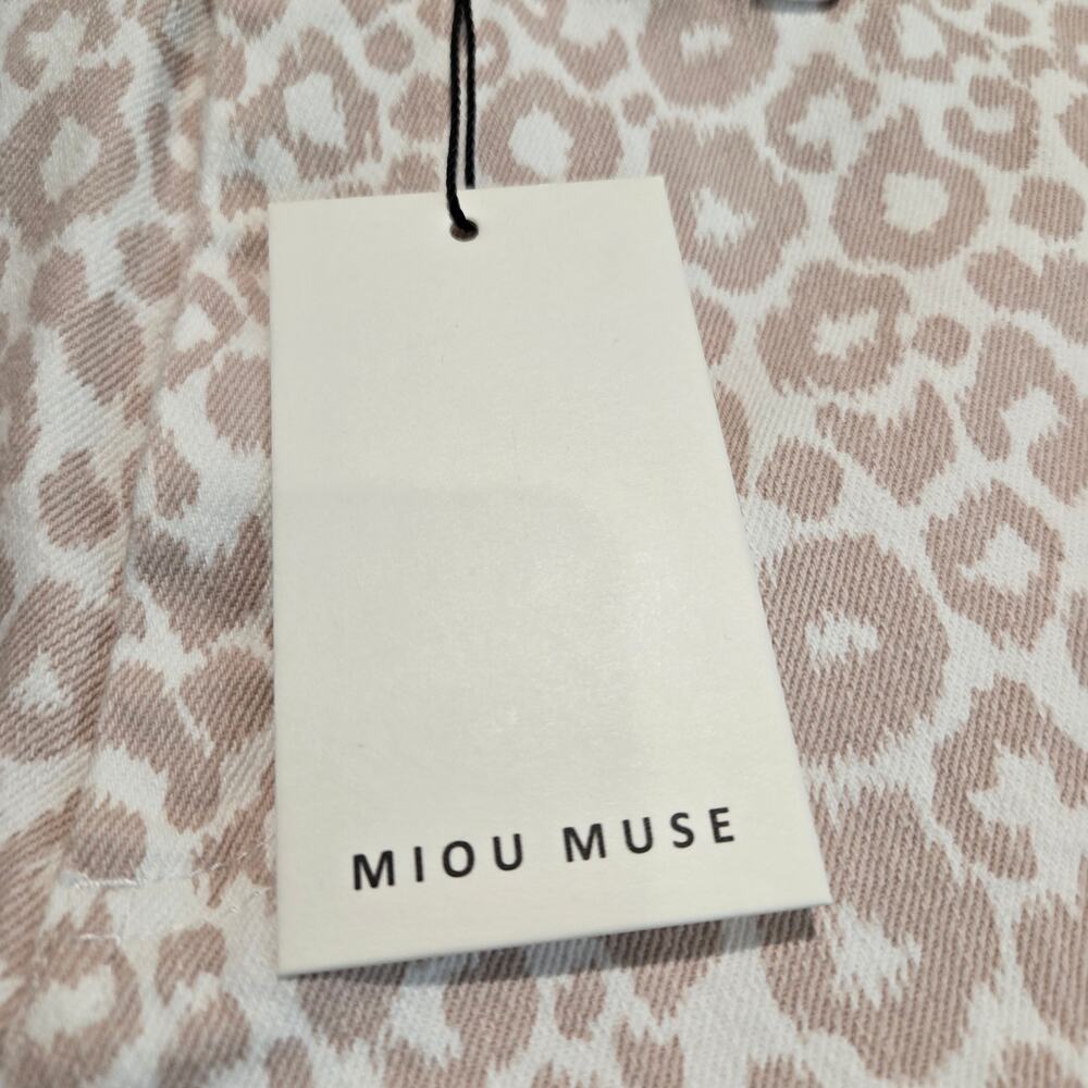 NWT Miou Muse Leopard Print Barrel Jeans Raw Hem High-rise Size S - Picture 5 of 12